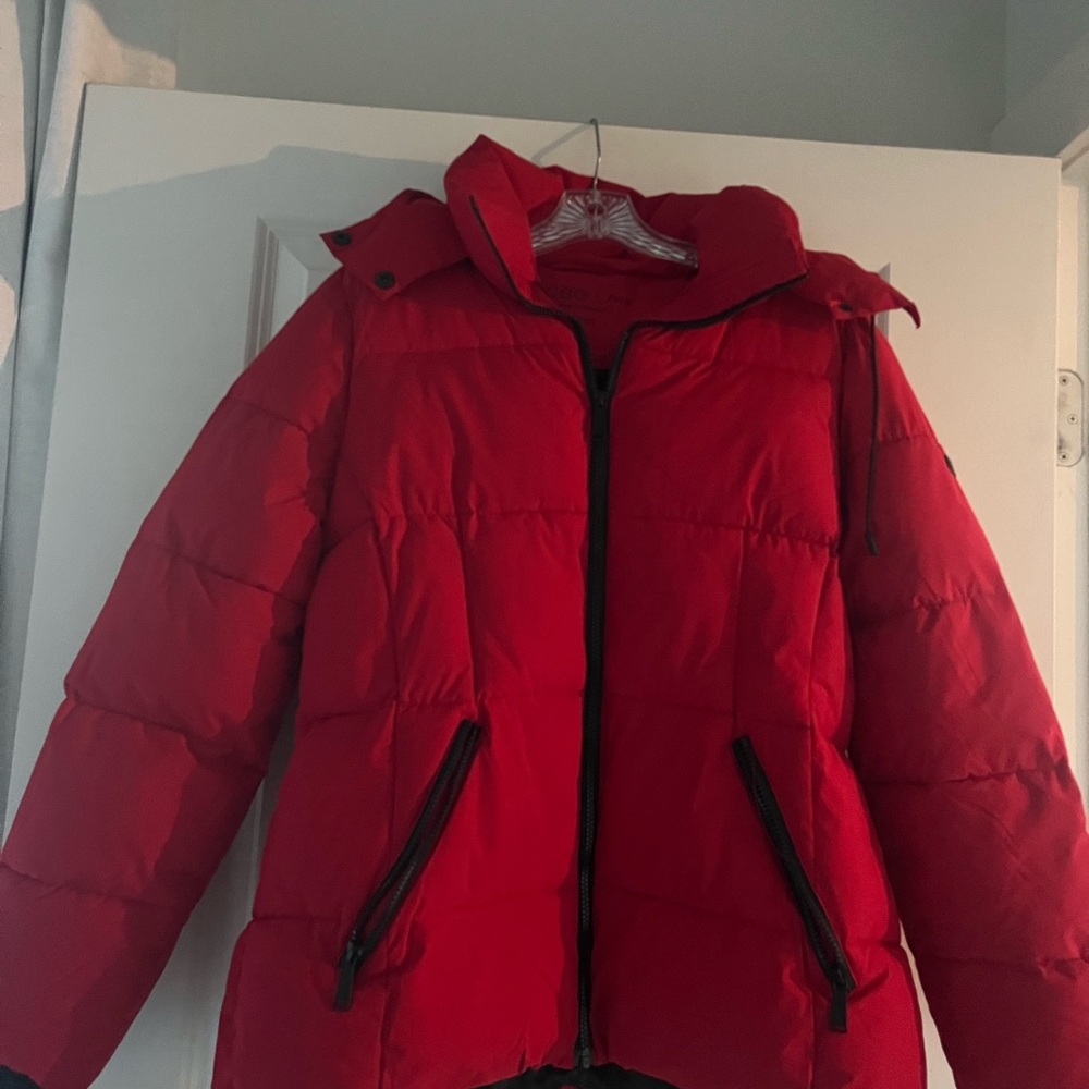 BCBG Lipstick Red Puffer Jacket